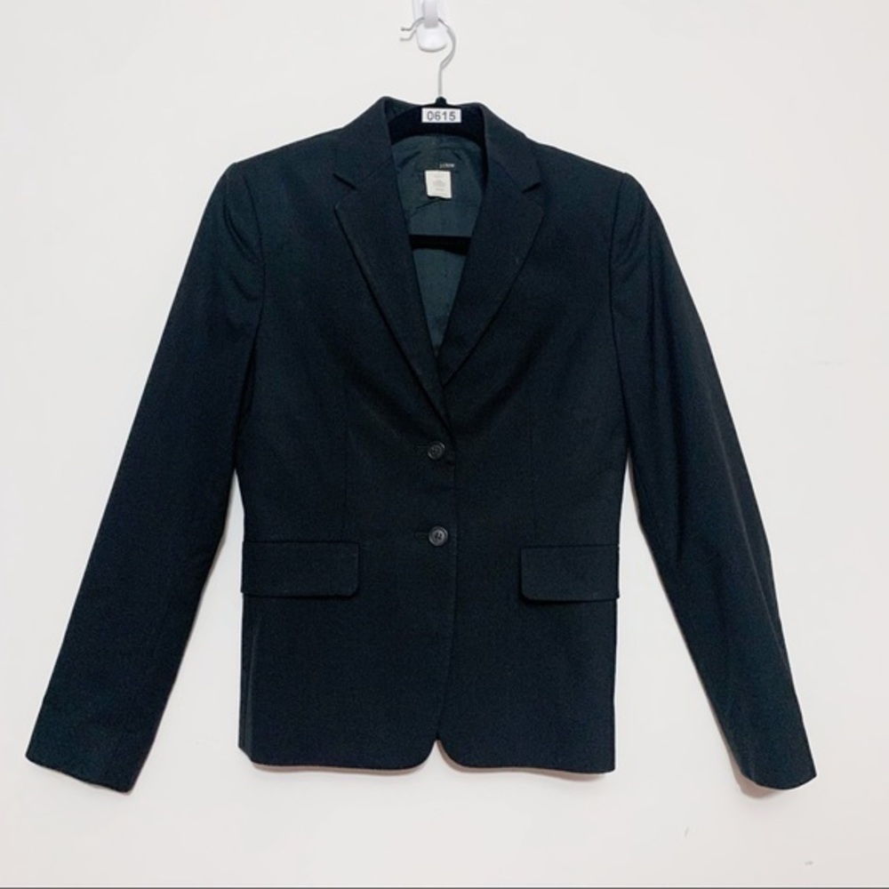 J.Crew Women’s Size 2 Black 100% Wool Two Button Blazer Jacket